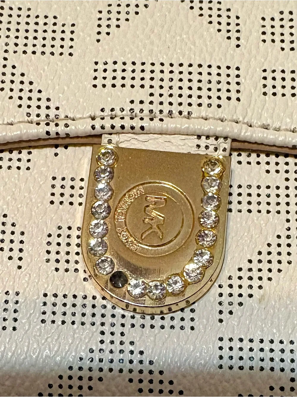 Michael Kors Beige Gold-Accent Wristlet phone wallet